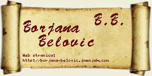 Borjana Belović vizit kartica